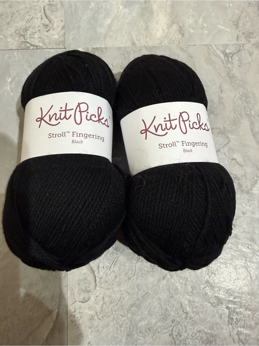 Knit Picks Stroll Fingering Yarn – Black (2 Skeins) – Merino Wool Blend